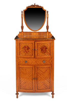 Lot 302 - An Edwardian satinwood and inlaid bowfront dressing cabinet