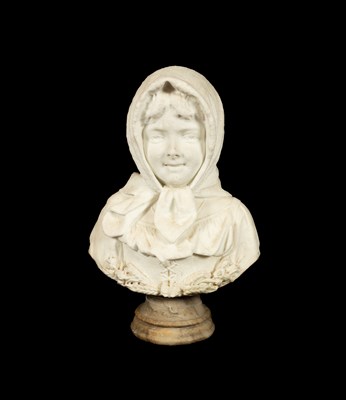 Lot 696 - A 19th Century marble bust of a young girl
