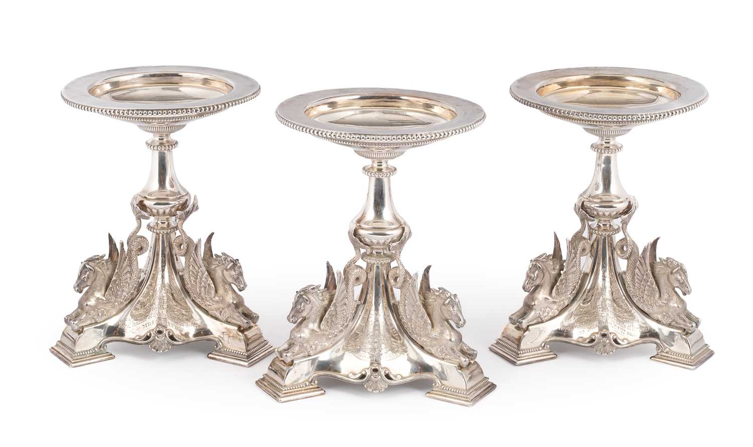 Lot 63 - A set of three Victorian silver centrepieces