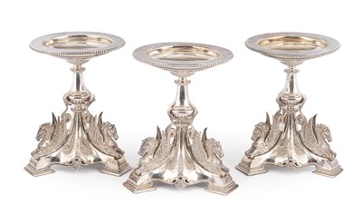 Lot 63 - A set of three Victorian silver centrepieces