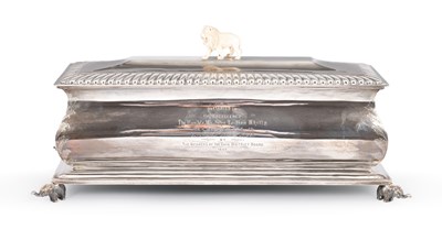 Lot 90 - An Indian white metal presentation casket