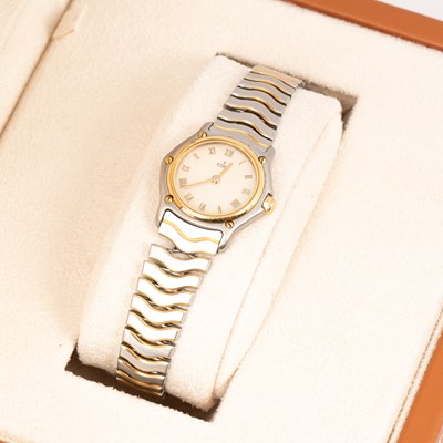 Lot 236 - A lady's stainless steel and gold plated Ebel wristwatch