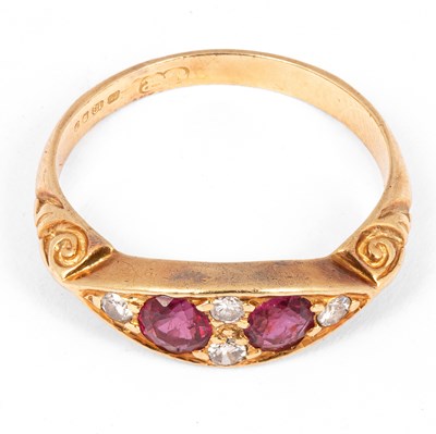 Lot 212 - An 18ct yellow gold Victorian style ruby and diamond ring