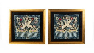 Lot 237 - A pair of Chinese embroidered rank badges