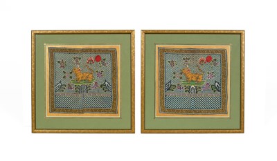 Lot 238 - A pair of Chinese embroidered military rank badges