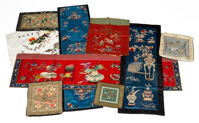 Lot 258 - A quantity of Chinese silk panels