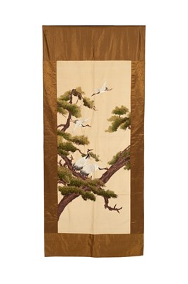 Lot 261 - A Japanese embroidered wall panel