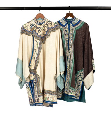 Lot 254 - A Chinese cream embroidered robe