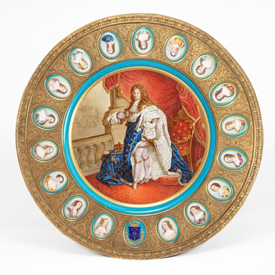 Lot 367 - A Sèvres style porcelain and brass mounted centre table