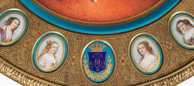 Lot 367 - A Sèvres style porcelain and brass mounted centre table