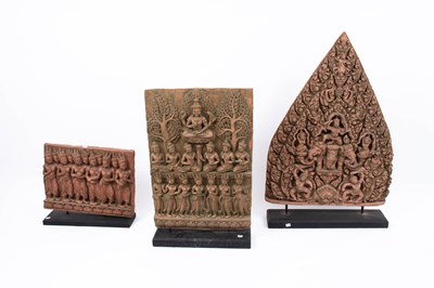 Lot 780 - Three reproduction South East Asian terracotta panels