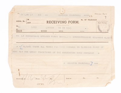 Lot 766 - [Winston Churchill Telegram]