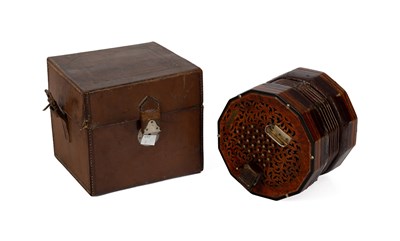 Lot 934 - A Lachenal & Co. burr walnut veneered 48 button concertina