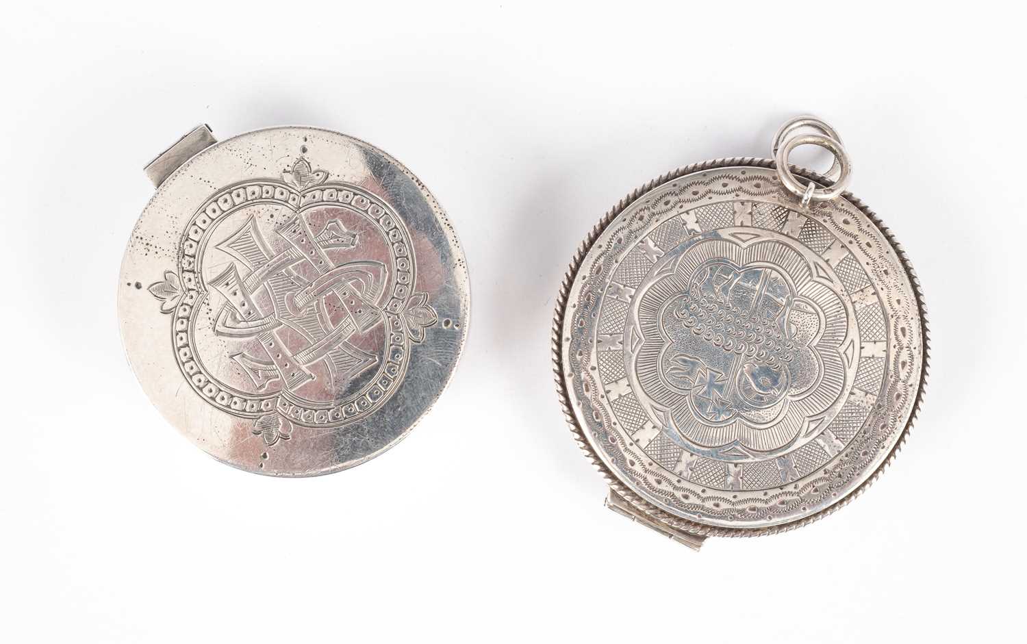 Lot 15 - Two silver communion wafer boxes