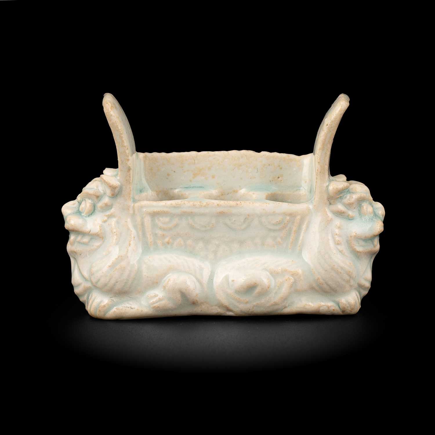 Lot A small Qingbai porcelain animal form brush holder