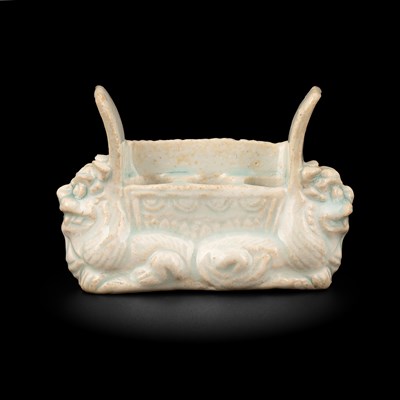Lot A small Qingbai porcelain animal form brush holder