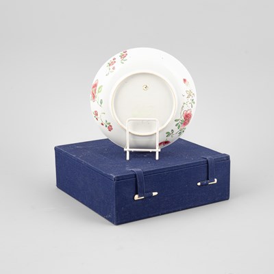 Lot 312 - A Chinese famille rose butterfly and peony saucer dish