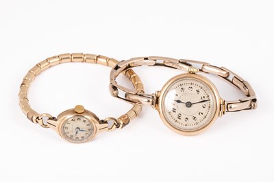 Lot 233 - Two lady's 9ct yellow gold cased wristwatches