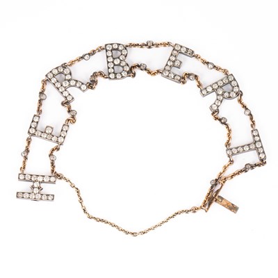 Lot 199 - A Victorian yellow metal and diamond name bracelet