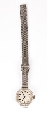 Lot 235 - A lady's Art Deco diamond set cocktail watch