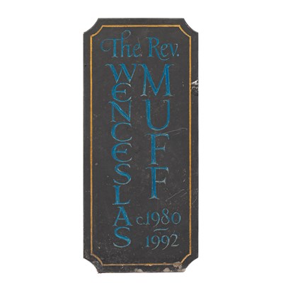 Lot 586 - A memorial plaque to The Rev Wenceslaus Muff circa 1980-1992