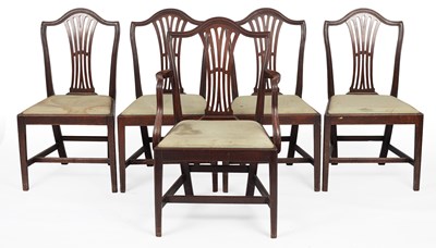 Lot 313 - A set of five George III mahogany dining chairs