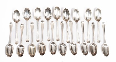 Lot 65 - A set of ten George II Hanoverian pattern silver tablespoons
