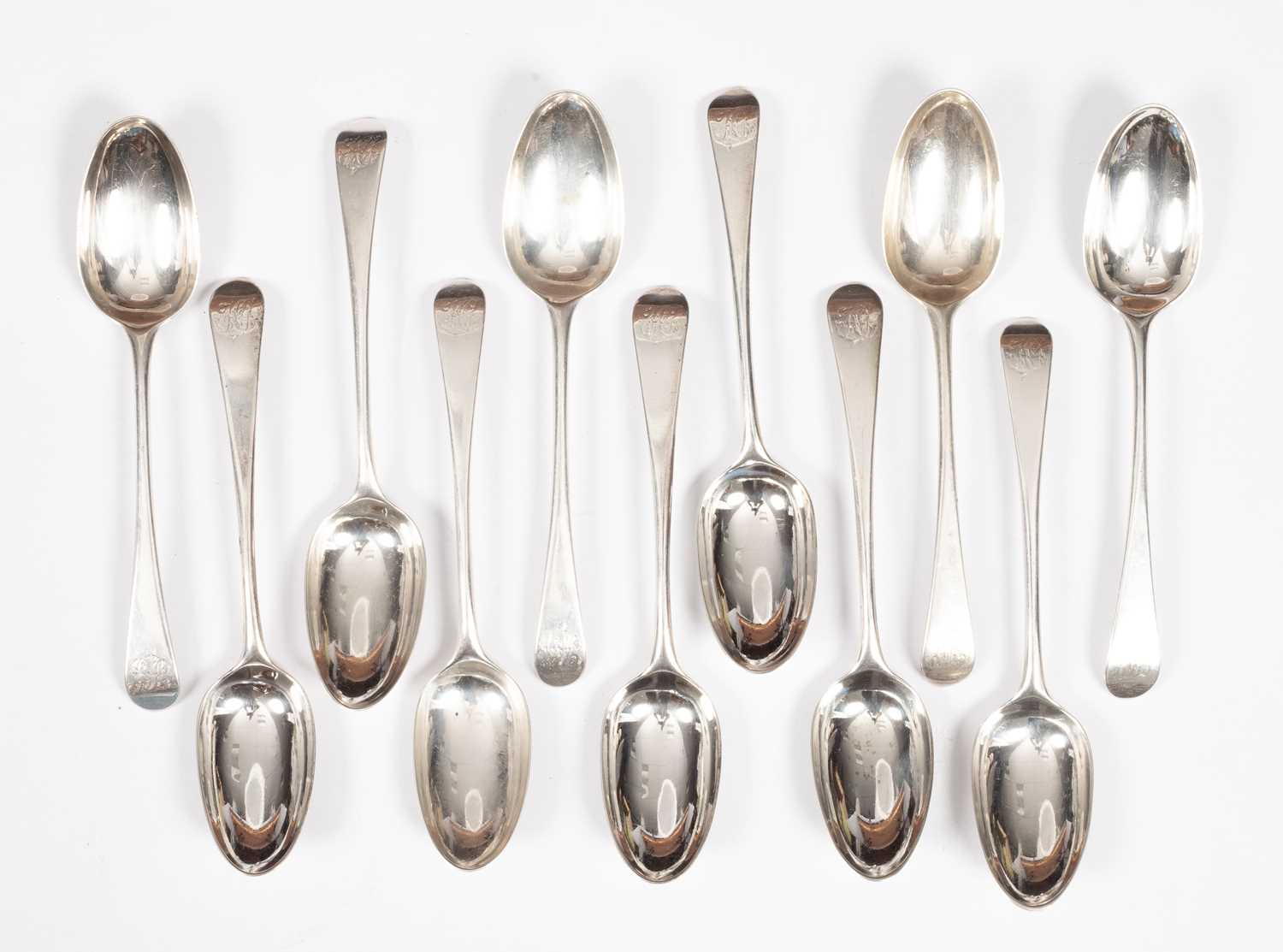 Lot 66 - Eleven George III Old English pattern silver tablespoons