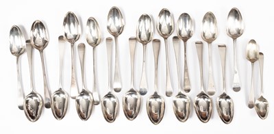 Lot 67 - A large quantity of Georgian silver tablespoons