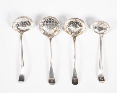 Lot 69 - Four Georgian silver sifter ladles