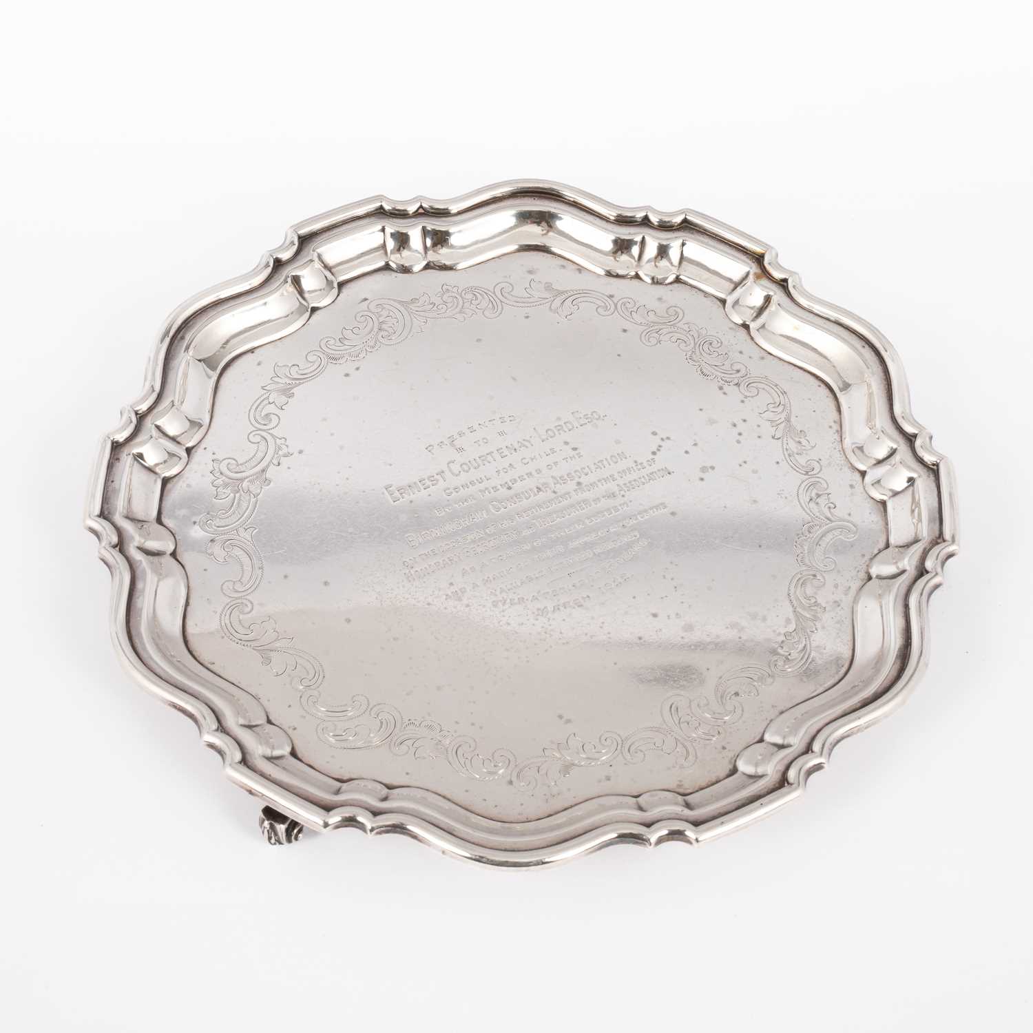 Lot 3 - A silver presentation salver