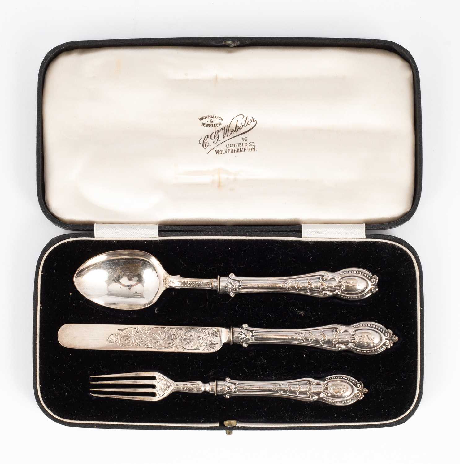 Lot 11 - A Victorian silver Christening set of knife, fork and spoon