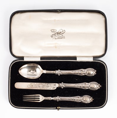 Lot 11 - A Victorian silver Christening set of knife, fork and spoon