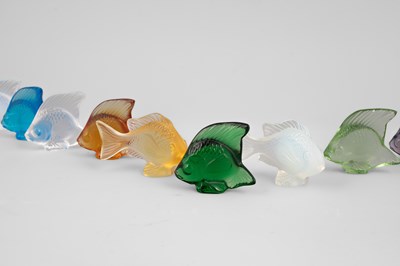 Lot 329 - Ten Lalique coloured glass damsel and angel fish