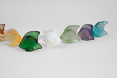 Lot 329 - Ten Lalique coloured glass damsel and angel fish