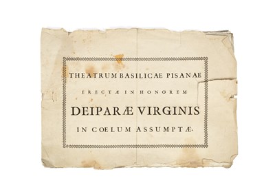 Lot 960 - [Pisa] Theatrum Basilicae Pisanae erectae in Honorem Deiparae Virginis in Coelum Assumptae