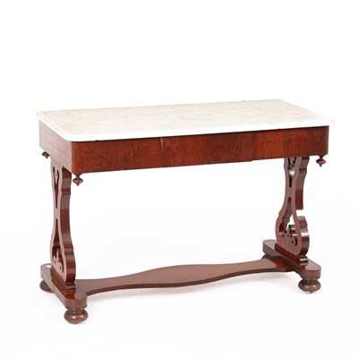Lot 353 - A Victorian mahogany and white marble top side table