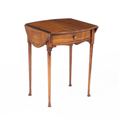 Lot 354 - An Edwardian rosewood and inlaid twin-flap oval occasional table