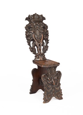 Lot 357 - A Renaissance revival elm sgabello chair