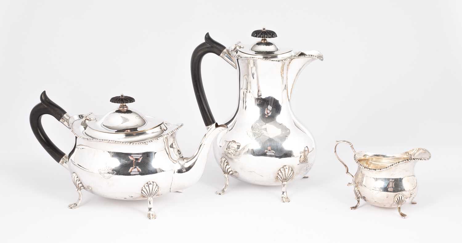 Lot 37 - A Scottish silver three-piece tea set