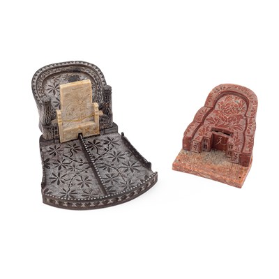 Lot 203 - Two Chinese carved soapstone ornamental models of mausoleums