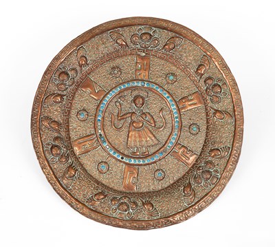 Lot 204 - A Tibetan copper wall hanging roundel