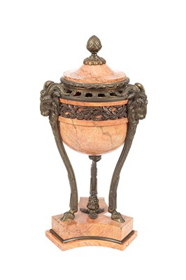 Lot 687 - A Louis XVI style pink marble cassolette