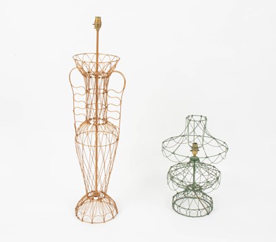 Lot 426 - Celestino Valenti, a decorative green wirework table lamp