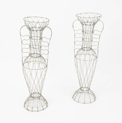 Lot 427 - Celestino Valenti, a pair of wirework urn shaped vases