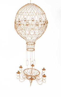Lot 428 - Celestino Valenti, a decorative copper colour wirework chandelier