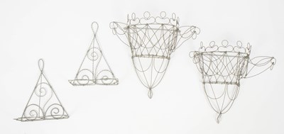 Lot 430 - Celestino Valenti, two wirework wall hanging plant baskets