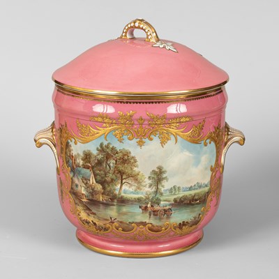Lot 841 - A Copeland Spode bone china pink-ground two-handled ice pail and cover