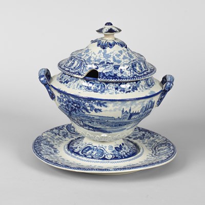 Lot 848 - A Herculaneum pottery blue and white transfer printed tureen