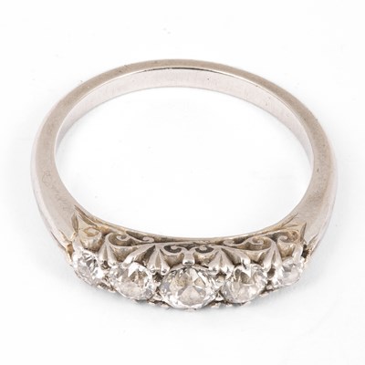 Lot 196 - A white metal and diamond five-stone ring